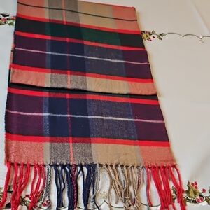 Plaid Multicolor Cashmere Scarf 72" X 12" Brand New